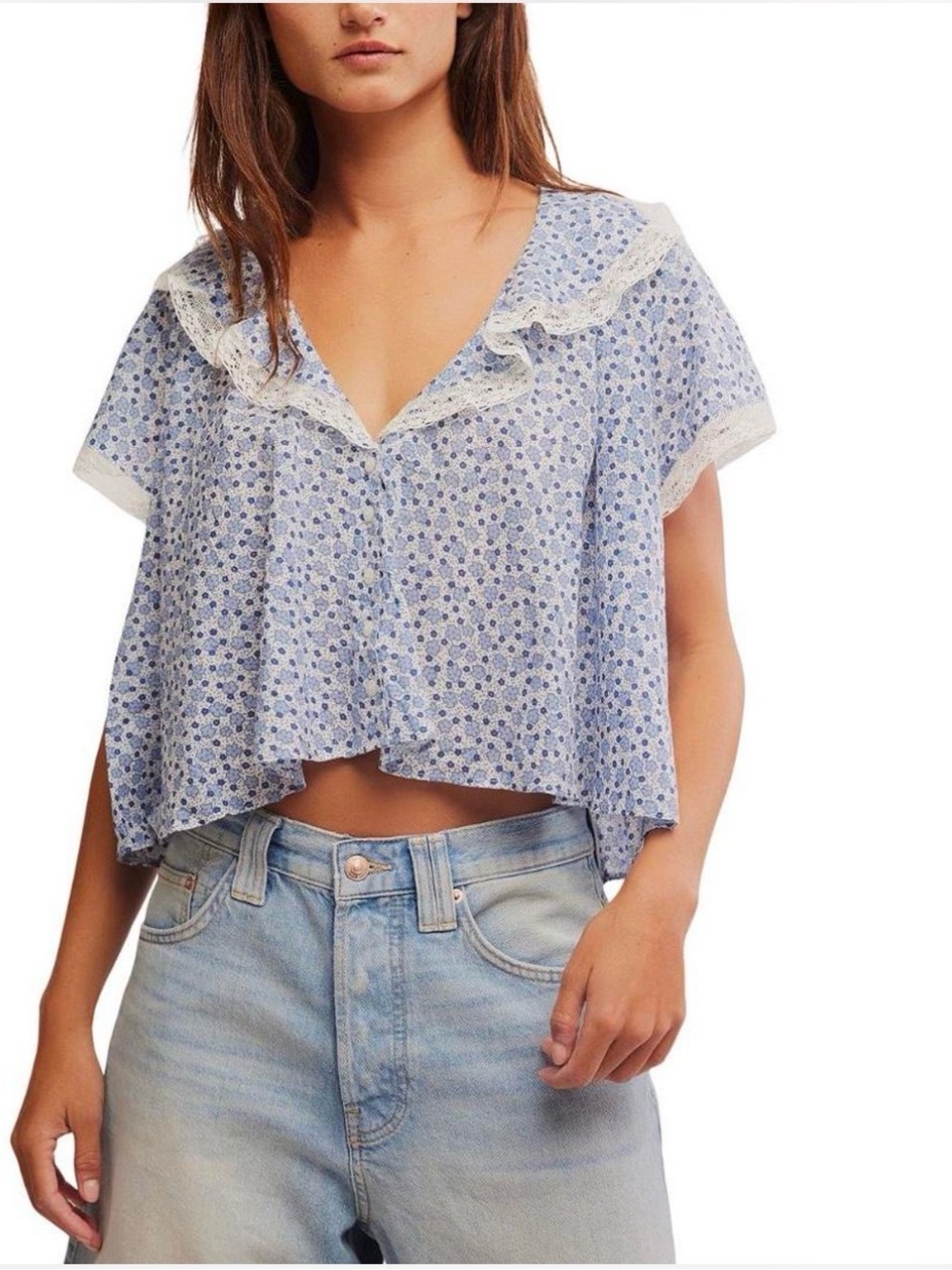 NWT Free People Truly Yours Ditsy Floral Top